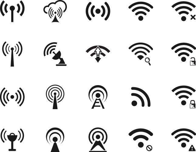 Wireless Network Icons Royalty Free Vector Image
