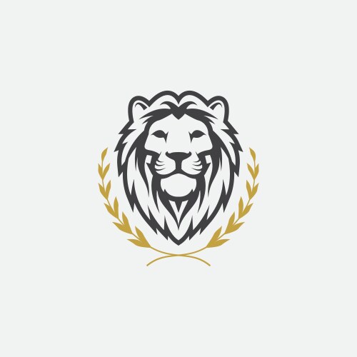 Lion Head with Crown Logo Icon Vector Image