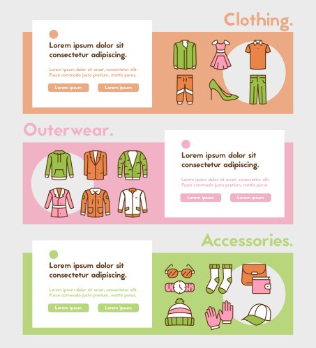 color linear icon banner set clothing vector image