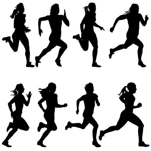 Running Silhouettes - Sprinting Women Vector Image