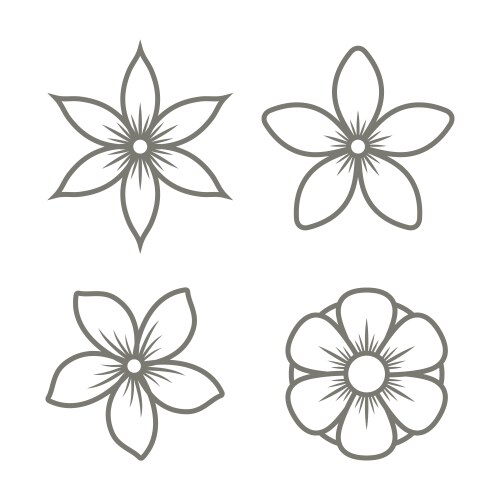 Jasmine flower icons set on white background vector image