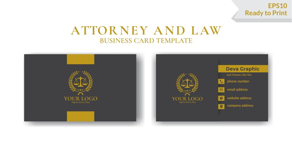 luxury law business card design template vector image