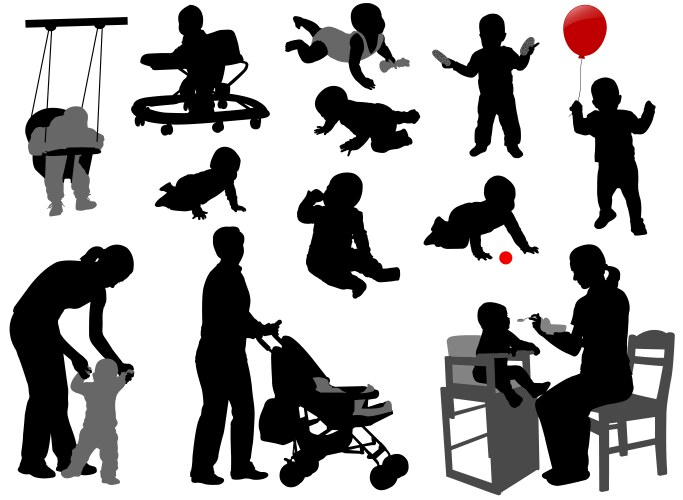 Baby and Toddler Silhouettes Vector Image