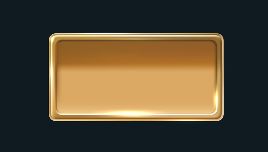 Gold rectangle button isolated golden design Vector Image