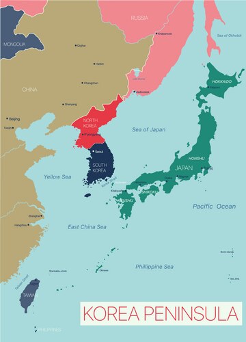 Detailed Korea Peninsula Map Vector Image