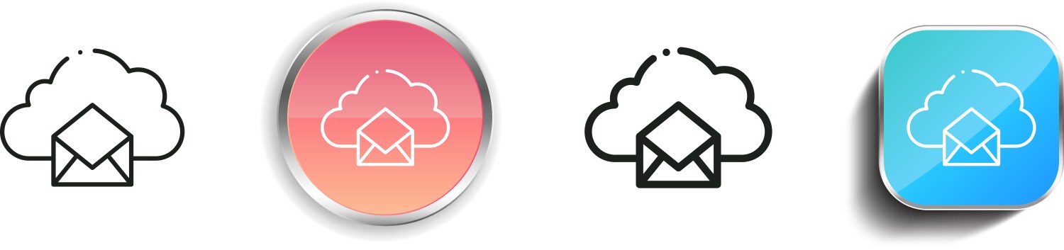 Cloud icon thin linear regular and button style vector image