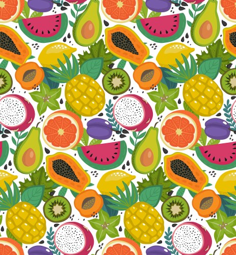 Seamless pattern with exotic tropical fruits Vector Image