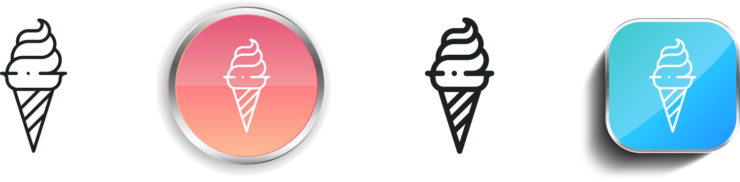 Ice cream icon thin linear regular and button vector image