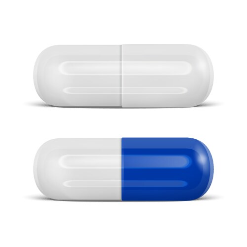 3d realistic blue medical pill icon set vector image