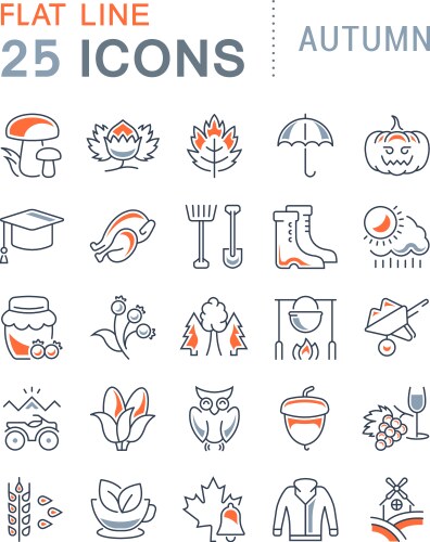 Autumn collection of fall things wind and rain Vector Image