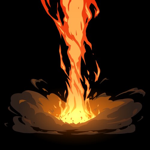 Game effect of fire flame animation with smoke Vector Image