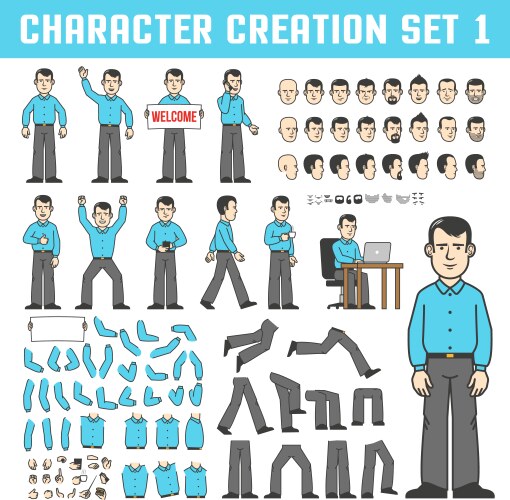 character creation set vector