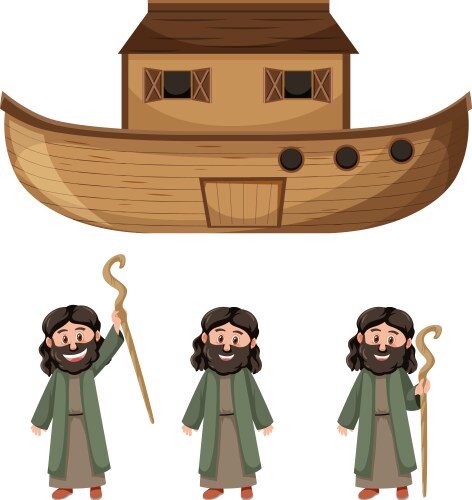 Cartoon characters from the noahs ark bible story Vector Image