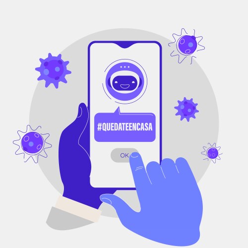 Warning chatbot app for coronavirus covid-19 vector image