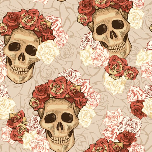 Day of the Dead Skull Pattern Vector Image