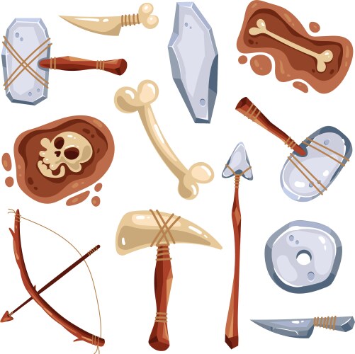 ancient antique caveman tools vector image