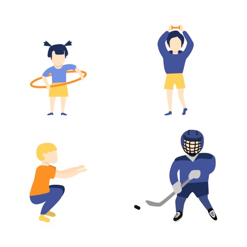 flat boy girl kids doing sports vector image