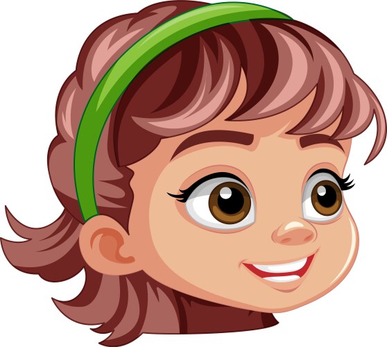 smiley girl cartoon face vector image