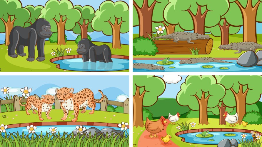 Background scenes animals in wild Royalty Free Vector Image