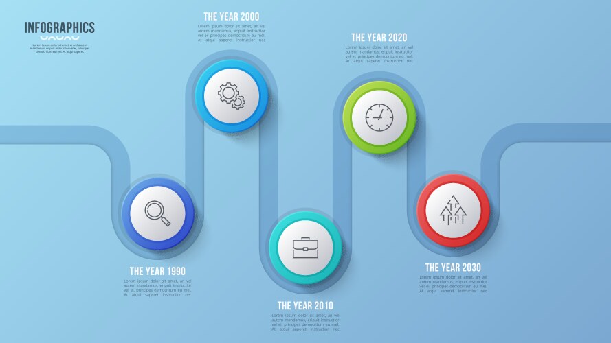 5 steps timeline chart infographic design vector image