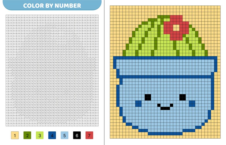 Cactus Coloring Book Pixel Art Vector Image