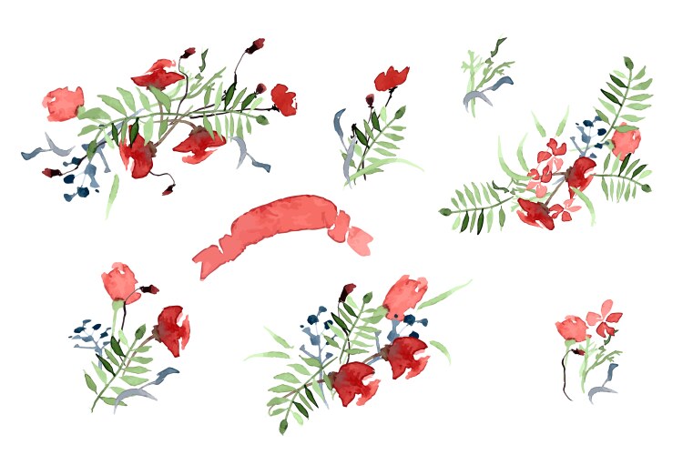 With flowers and leaves Vector Image