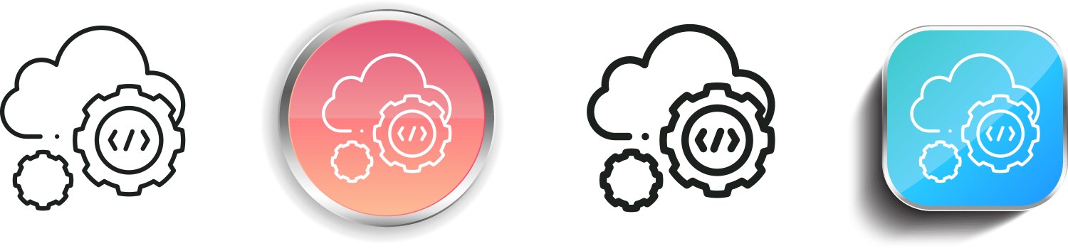 Cloud icon thin linear regular and button style vector image