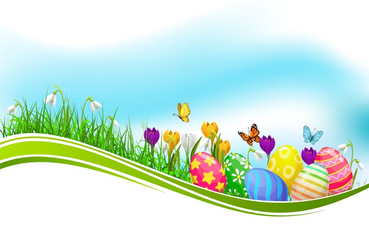 Easter green grass border design Royalty Free Vector Image