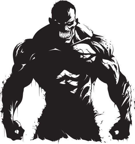 Risen bodybuilder icon black emblem zombie mass Vector Image