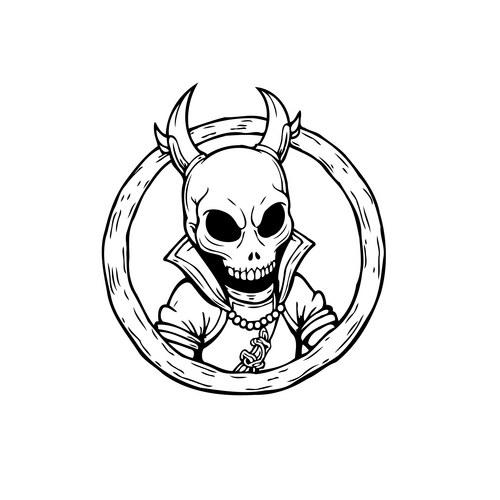 Skull devil character with horns and necklace Vector Image