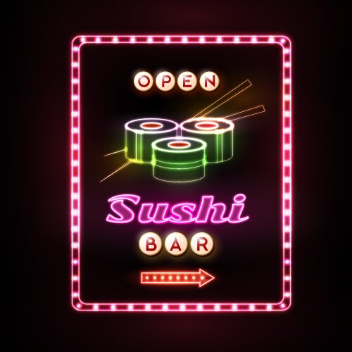 Sushi bar neon sign vector image