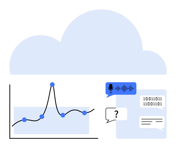 Cloud computing analytics with data visualization vector image