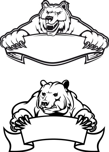 Powerful Angry Bears with Banners Vector Image