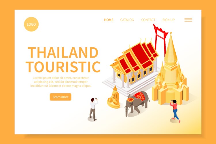 Thailand isometric landing page vector image