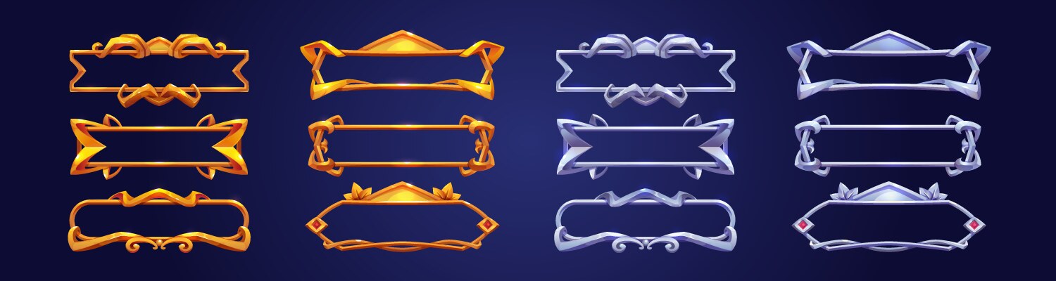 Fantasy gold and silver frames for rpg game Vector Image