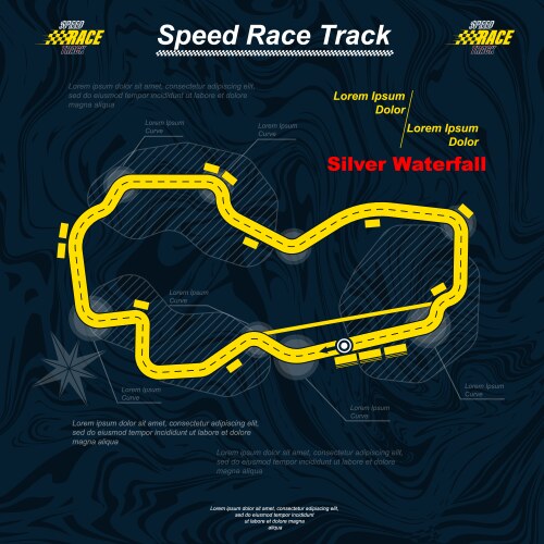 Blue and yellow race track background Royalty Free Vector