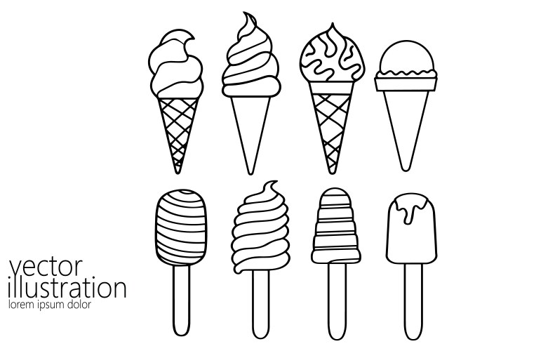 Single continuous one line art ice-cream dessert Vector Image