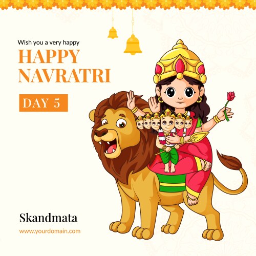 Happy Navratri Banner - Skandmata Vector Image