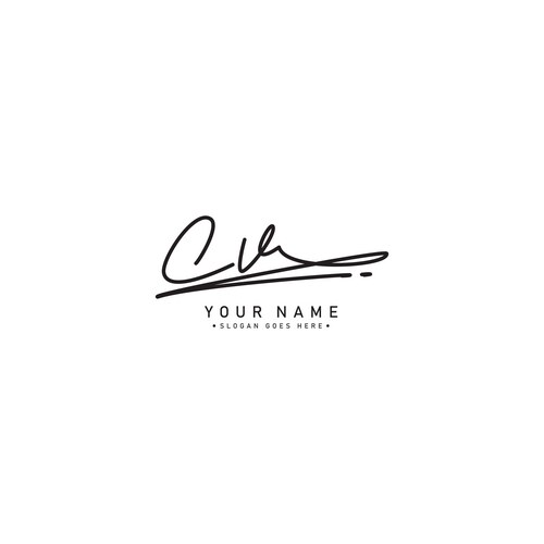 Cv simple signature logo - handwritten template – Royalty-Free Vector ...