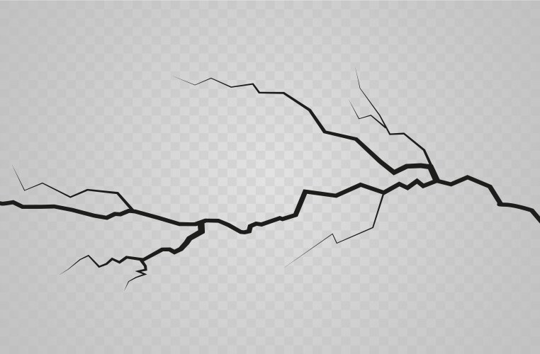 Different cracks effect isolated on transparent Vector Image