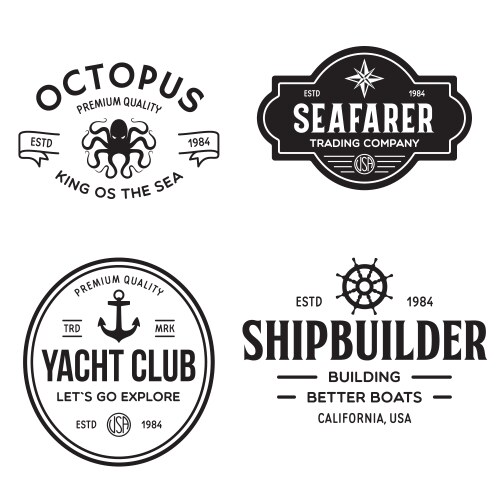 Nautical Badge Set - Sea & Ship Vector Image