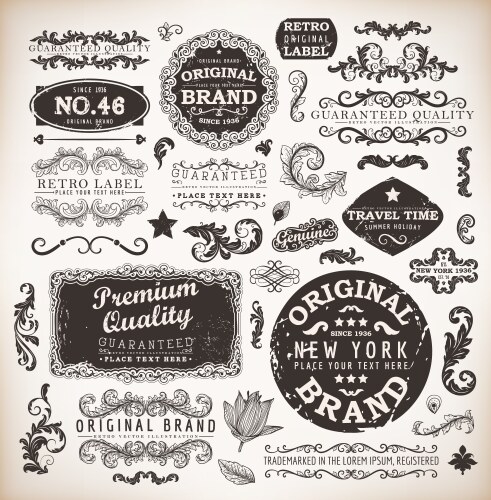 vintage labels set vector