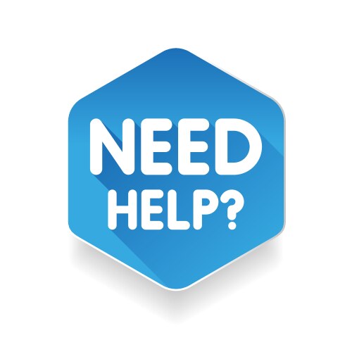 need help blue badge sign button vector image