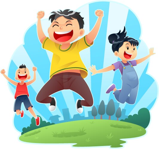 Happy children jumping for joy Royalty Free Vector Image