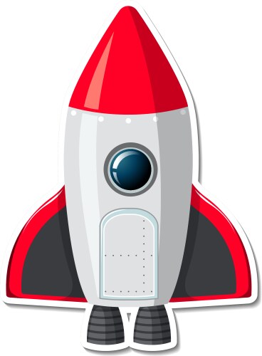 sticker template with rocket ship isolated vector