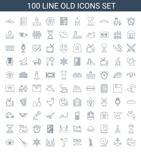 100 old icons vector image