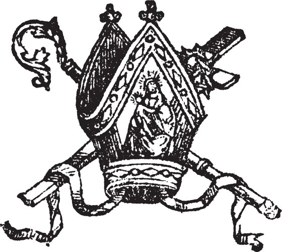 Antique Bishop's Mitre and Crosier Vector Image