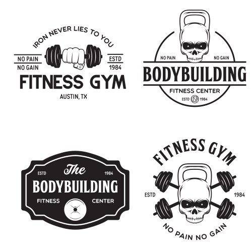 Monochrome Fitness Labels & Badges Vector Image