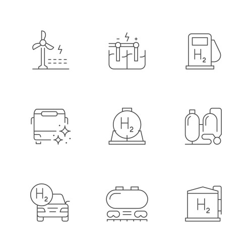 set line icons of hydrogen vector