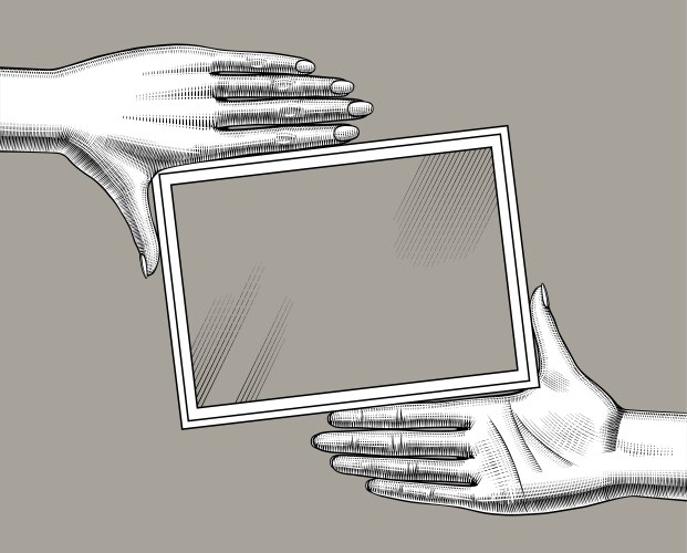 Hands woman holding a rectangular frame vector image